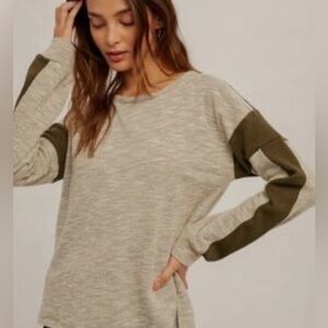 Hem & Thread Olive Lace Accent Top